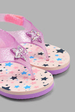 تنزيل الصورة على معرض الصور، Redtag-Lilac-Star-Print-Slide-Toe-Posts-Girls-3 to 5 Years
