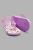 Redtag-Lilac-Star-Print-Slide-Toe-Posts-Girls-3 to 5 Years