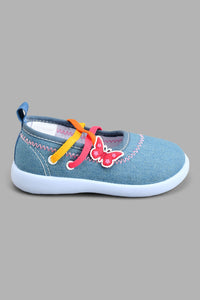 Redtag-Denim-Butterfly-Trim-Pump-Colour:Denim,-Filter:Girls-Footwear-(1-to-3-Yrs),-ING-Trainers,-New-In,-New-In-ING-FOO,-Non-Sale,-S22B,-Section:Kidswear-Infant-Girls-1 to 3 Years