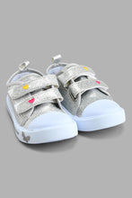 Load image into Gallery viewer, Redtag-Pale-Grey-Heart-Embroidered-Pump-Colour:Grey,-Filter:Girls-Footwear-(1-to-3-Yrs),-ING-Trainers,-New-In,-New-In-ING-FOO,-Non-Sale,-S22B,-Section:Kidswear-Infant-Girls-1 to 3 Years
