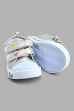 Load image into Gallery viewer, Redtag-Pale-Grey-Heart-Embroidered-Pump-Colour:Grey,-Filter:Girls-Footwear-(1-to-3-Yrs),-ING-Trainers,-New-In,-New-In-ING-FOO,-Non-Sale,-S22B,-Section:Kidswear-Infant-Girls-1 to 3 Years
