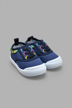 Load image into Gallery viewer, Redtag-Navy-Pom-Pom-Trim-Pump-Colour:Navy,-Filter:Girls-Footwear-(1-to-3-Yrs),-ING-Trainers,-New-In,-New-In-ING-FOO,-Non-Sale,-S22A,-Section:Kidswear-Infant-Girls-1 to 3 Years
