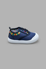 Load image into Gallery viewer, Redtag-Navy-Pom-Pom-Trim-Pump-Colour:Navy,-Filter:Girls-Footwear-(1-to-3-Yrs),-ING-Trainers,-New-In,-New-In-ING-FOO,-Non-Sale,-S22A,-Section:Kidswear-Infant-Girls-1 to 3 Years
