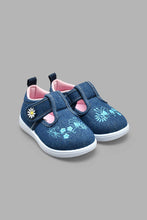 Load image into Gallery viewer, Redtag-Denim-Floral-Embroidered-Pump-Colour:Denim,-Filter:Girls-Footwear-(1-to-3-Yrs),-ING-Trainers,-New-In,-New-In-ING-FOO,-Non-Sale,-S22A,-Section:Kidswear-Infant-Girls-1 to 3 Years
