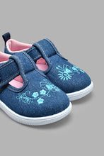 Load image into Gallery viewer, Redtag-Denim-Floral-Embroidered-Pump-Colour:Denim,-Filter:Girls-Footwear-(1-to-3-Yrs),-ING-Trainers,-New-In,-New-In-ING-FOO,-Non-Sale,-S22A,-Section:Kidswear-Infant-Girls-1 to 3 Years
