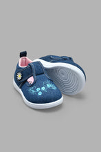 Load image into Gallery viewer, Redtag-Denim-Floral-Embroidered-Pump-Colour:Denim,-Filter:Girls-Footwear-(1-to-3-Yrs),-ING-Trainers,-New-In,-New-In-ING-FOO,-Non-Sale,-S22A,-Section:Kidswear-Infant-Girls-1 to 3 Years
