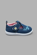 Load image into Gallery viewer, Redtag-Denim-Floral-Embroidered-Pump-Colour:Denim,-Filter:Girls-Footwear-(1-to-3-Yrs),-ING-Trainers,-New-In,-New-In-ING-FOO,-Non-Sale,-S22A,-Section:Kidswear-Infant-Girls-1 to 3 Years
