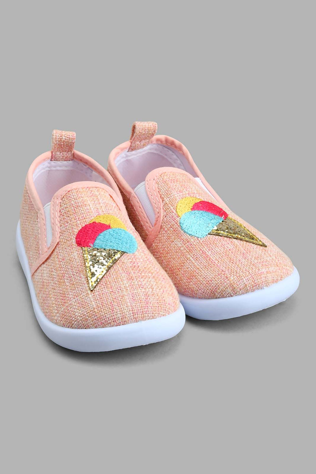 Redtag-Pale-Pink-Ice-Cream-Trim-Pump-Colour:Pink,-Filter:Girls-Footwear-(1-to-3-Yrs),-ING-Trainers,-New-In,-New-In-ING-FOO,-Non-Sale,-S22B,-Section:Kidswear-Infant-Girls-1 to 3 Years