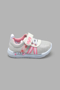 Redtag-White-Bow-Trim-Pump-Colour:White,-Filter:Girls-Footwear-(1-to-3-Yrs),-ING-Trainers,-New-In,-New-In-ING-FOO,-Non-Sale,-S22A,-Section:Kidswear-Infant-Girls-1 to 3 Years