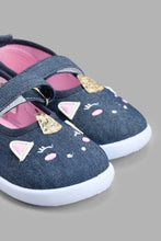 Load image into Gallery viewer, Redtag-Navy-Cat-Face-Pump-Pumps-Infant-Girls-1 to 3 Years
