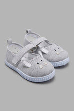 Load image into Gallery viewer, Redtag-Grey-Cat-Face-Pump-Colour:Grey,-Filter:Girls-Footwear-(1-to-3-Yrs),-ING-Trainers,-New-In,-New-In-ING-FOO,-Non-Sale,-S22A,-Section:Kidswear-Infant-Girls-1 to 3 Years
