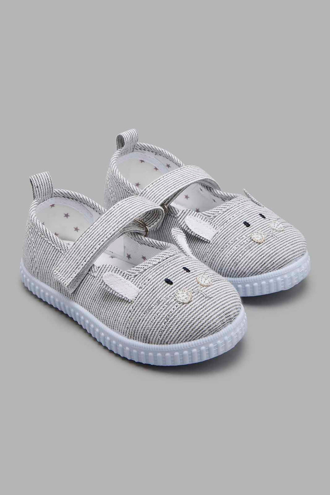 Redtag-Grey-Cat-Face-Pump-Colour:Grey,-Filter:Girls-Footwear-(1-to-3-Yrs),-ING-Trainers,-New-In,-New-In-ING-FOO,-Non-Sale,-S22A,-Section:Kidswear-Infant-Girls-1 to 3 Years