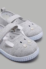 Load image into Gallery viewer, Redtag-Grey-Cat-Face-Pump-Colour:Grey,-Filter:Girls-Footwear-(1-to-3-Yrs),-ING-Trainers,-New-In,-New-In-ING-FOO,-Non-Sale,-S22A,-Section:Kidswear-Infant-Girls-1 to 3 Years
