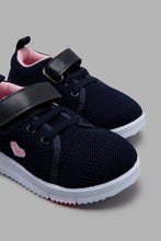 Load image into Gallery viewer, Redtag-Navy-Velcro-Strap-Pump-Colour:Navy,-Filter:Girls-Footwear-(1-to-3-Yrs),-ING-Trainers,-New-In,-New-In-ING-FOO,-Non-Sale,-S22A,-Section:Kidswear-Infant-Girls-1 to 3 Years
