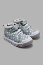 Load image into Gallery viewer, Redtag-Grey-High-Top-Pump-Colour:Grey,-Filter:Girls-Footwear-(1-to-3-Yrs),-ING-Trainers,-New-In,-New-In-ING-FOO,-Non-Sale,-S22A,-Section:Kidswear-Infant-Girls-1 to 3 Years
