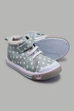 Load image into Gallery viewer, Redtag-Grey-High-Top-Pump-Colour:Grey,-Filter:Girls-Footwear-(1-to-3-Yrs),-ING-Trainers,-New-In,-New-In-ING-FOO,-Non-Sale,-S22A,-Section:Kidswear-Infant-Girls-1 to 3 Years
