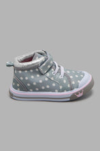 Load image into Gallery viewer, Redtag-Grey-High-Top-Pump-Colour:Grey,-Filter:Girls-Footwear-(1-to-3-Yrs),-ING-Trainers,-New-In,-New-In-ING-FOO,-Non-Sale,-S22A,-Section:Kidswear-Infant-Girls-1 to 3 Years
