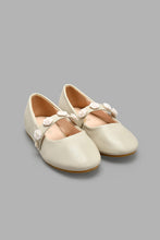 Load image into Gallery viewer, Redtag-Beige-Floral-Trim-Ballerina-Colour:Beige,-Filter:Girls-Footwear-(3-to-5-Yrs),-GIR-Casual-Shoes,-New-In,-New-In-GIR-FOO,-Non-Sale,-S22A,-Section:Kidswear-Girls-3 to 5 Years
