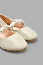 Load image into Gallery viewer, Redtag-Beige-Floral-Trim-Ballerina-Colour:Beige,-Filter:Girls-Footwear-(3-to-5-Yrs),-GIR-Casual-Shoes,-New-In,-New-In-GIR-FOO,-Non-Sale,-S22A,-Section:Kidswear-Girls-3 to 5 Years
