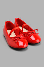 Load image into Gallery viewer, Redtag-Red-Bow-Trim-Ballerina-Colour:Red,-Filter:Girls-Footwear-(3-to-5-Yrs),-GIR-Casual-Shoes,-New-In,-New-In-GIR-FOO,-Non-Sale,-S22A,-Section:Kidswear-Girls-3 to 5 Years
