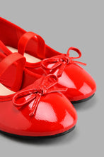 Load image into Gallery viewer, Redtag-Red-Bow-Trim-Ballerina-Colour:Red,-Filter:Girls-Footwear-(3-to-5-Yrs),-GIR-Casual-Shoes,-New-In,-New-In-GIR-FOO,-Non-Sale,-S22A,-Section:Kidswear-Girls-3 to 5 Years
