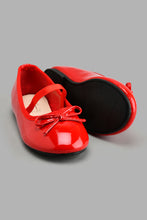 Load image into Gallery viewer, Redtag-Red-Bow-Trim-Ballerina-Colour:Red,-Filter:Girls-Footwear-(3-to-5-Yrs),-GIR-Casual-Shoes,-New-In,-New-In-GIR-FOO,-Non-Sale,-S22A,-Section:Kidswear-Girls-3 to 5 Years
