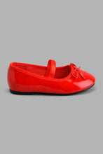 Load image into Gallery viewer, Redtag-Red-Bow-Trim-Ballerina-Colour:Red,-Filter:Girls-Footwear-(3-to-5-Yrs),-GIR-Casual-Shoes,-New-In,-New-In-GIR-FOO,-Non-Sale,-S22A,-Section:Kidswear-Girls-3 to 5 Years
