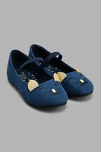 Load image into Gallery viewer, Redtag-Navy-Cat-Face-Ballerina-Colour:Navy,-Filter:Girls-Footwear-(3-to-5-Yrs),-GIR-Casual-Shoes,-New-In,-New-In-GIR-FOO,-Non-Sale,-S22A,-Section:Kidswear-Girls-3 to 5 Years
