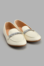 Load image into Gallery viewer, Redtag-Cream-Diamante-Trim-Loafer-Colour:Cream,-Filter:Girls-Footwear-(3-to-5-Yrs),-GIR-Casual-Shoes,-New-In,-New-In-GIR-FOO,-Non-Sale,-S22A,-Section:Kidswear-Girls-3 to 5 Years
