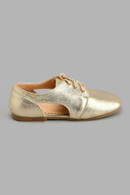 Load image into Gallery viewer, Redtag-Gold-Lace-Up-Brogue-Colour:Gold,-Filter:Girls-Footwear-(3-to-5-Yrs),-GIR-Casual-Shoes,-New-In,-New-In-GIR-FOO,-Non-Sale,-S22A,-Section:Kidswear-Girls-3 to 5 Years
