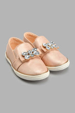 Load image into Gallery viewer, Redtag-Pale-Pink-Diamante-Trim-Plimsolls-Colour:Pink,-Filter:Girls-Footwear-(3-to-5-Yrs),-GIR-Casual-Shoes,-New-In,-New-In-GIR-FOO,-Non-Sale,-S22A,-Section:Kidswear-Girls-3 to 5 Years
