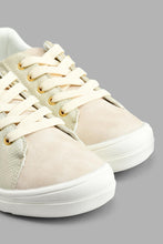 Load image into Gallery viewer, Redtag-Beige-Shimmer-High-Top-Sneaker-Colour:Beige,-Filter:Girls-Footwear-(3-to-5-Yrs),-GIR-Trainers,-New-In,-New-In-GIR-FOO,-Non-Sale,-S22A,-Section:Kidswear-Girls-3 to 5 Years
