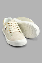 Load image into Gallery viewer, Redtag-Beige-Shimmer-High-Top-Sneaker-Colour:Beige,-Filter:Girls-Footwear-(3-to-5-Yrs),-GIR-Trainers,-New-In,-New-In-GIR-FOO,-Non-Sale,-S22A,-Section:Kidswear-Girls-3 to 5 Years
