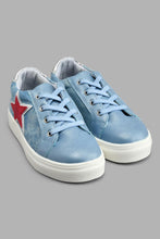 Load image into Gallery viewer, Redtag-Blue-Star-Trim-Sneaker-Colour:Blue,-Filter:Girls-Footwear-(3-to-5-Yrs),-GIR-Trainers,-New-In,-New-In-GIR-FOO,-Non-Sale,-S22A,-Section:Kidswear-Girls-3 to 5 Years
