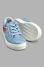 Load image into Gallery viewer, Redtag-Blue-Star-Trim-Sneaker-Colour:Blue,-Filter:Girls-Footwear-(3-to-5-Yrs),-GIR-Trainers,-New-In,-New-In-GIR-FOO,-Non-Sale,-S22A,-Section:Kidswear-Girls-3 to 5 Years
