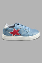 Load image into Gallery viewer, Redtag-Blue-Star-Trim-Sneaker-Colour:Blue,-Filter:Girls-Footwear-(3-to-5-Yrs),-GIR-Trainers,-New-In,-New-In-GIR-FOO,-Non-Sale,-S22A,-Section:Kidswear-Girls-3 to 5 Years
