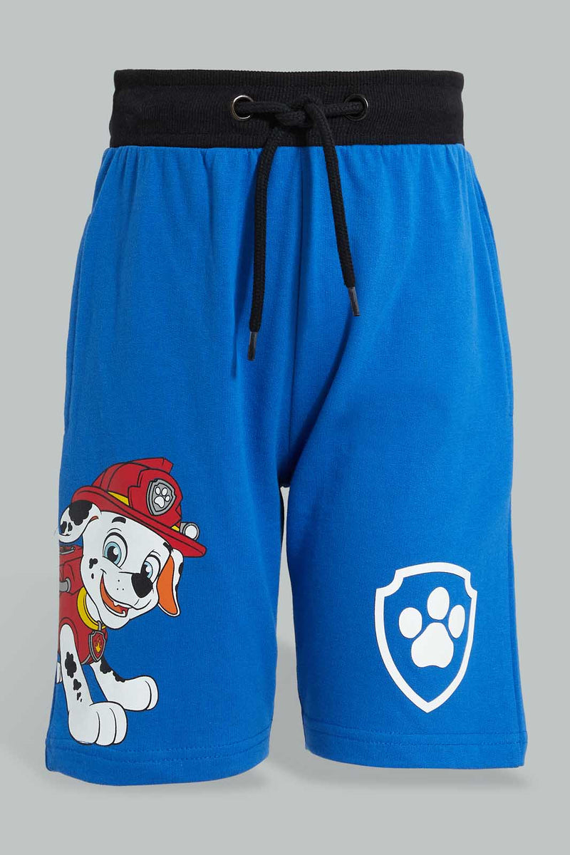 Redtag-Blue-Paw-Patrol-Elasticated-Waist-Short-Active-Shorts-Boys-2 to 8 Years