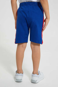 Redtag-Navy-Spiderman-Elasticated-Waist-Short-Active-Shorts-Boys-2 to 8 Years