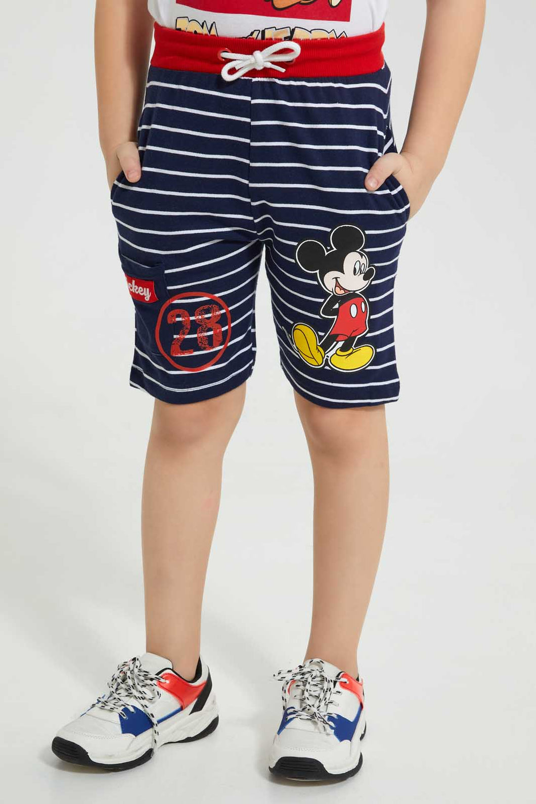 Redtag-Navy-Micky-Mouse-Elasticated-Waist-Short-Active-Shorts-Boys-2 to 8 Years