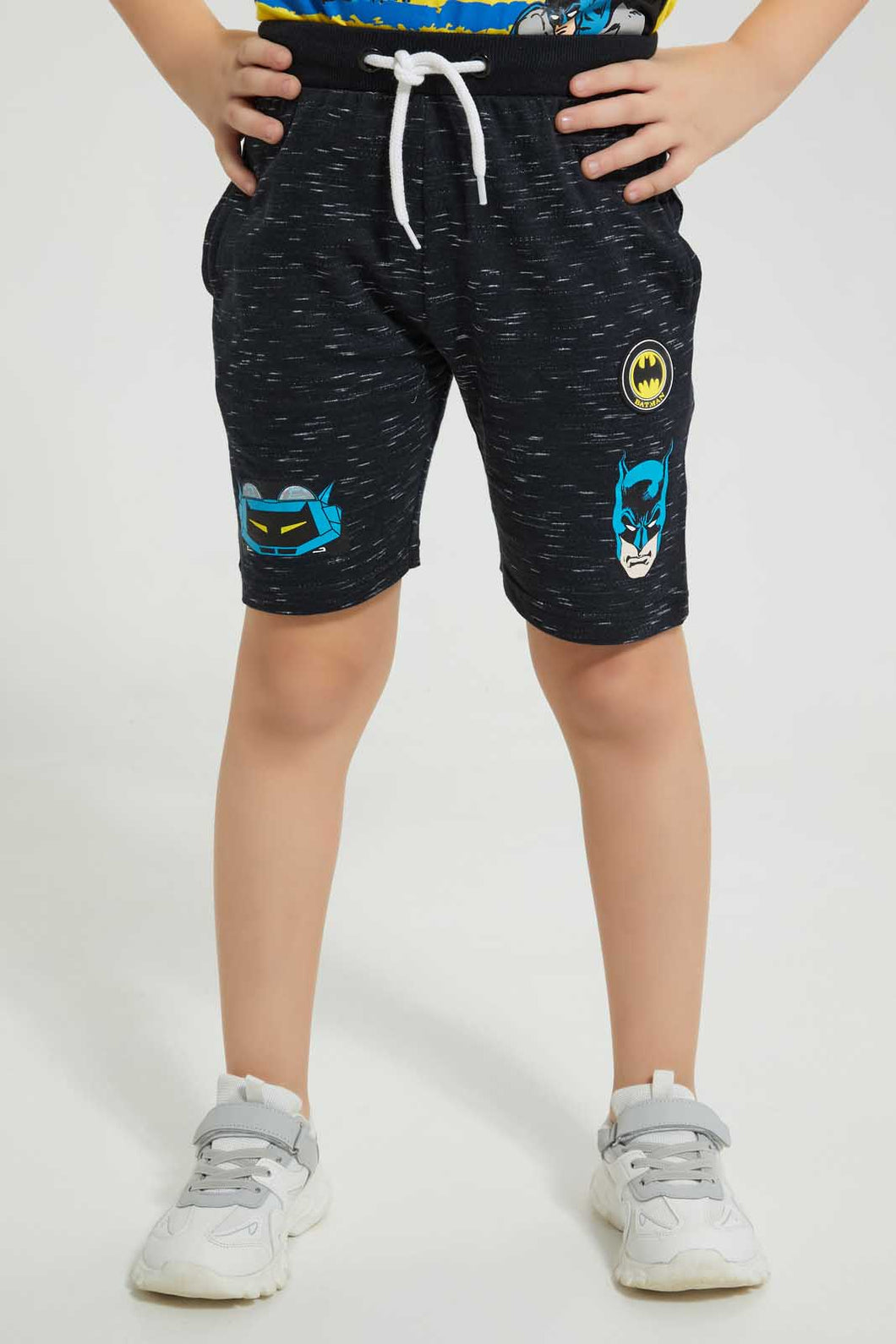 Redtag-Charcoal-Batman-Elasticated-Waist-Short-Active-Shorts-Boys-2 to 8 Years