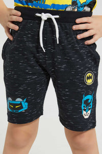 Redtag-Charcoal-Batman-Elasticated-Waist-Short-Active-Shorts-Boys-2 to 8 Years