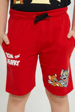 تنزيل الصورة على معرض الصور، Redtag-Red-Tom-And-Jerry-Elasticated-Waist-Short-Active-Shorts-Boys-2 to 8 Years
