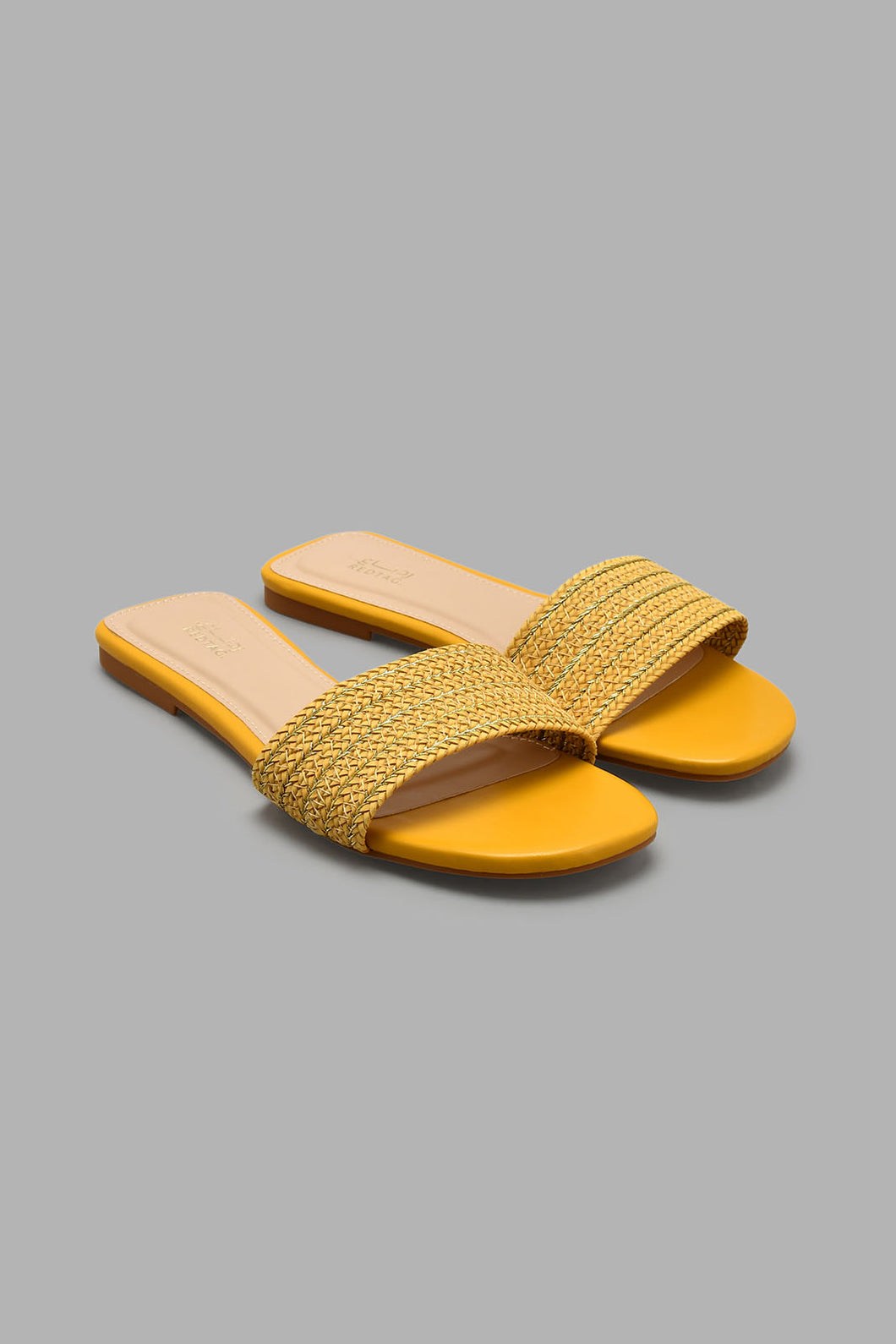 Redtag-Mustard-Weave-Mule-Colour:Mustard,-Filter:Women's-Footwear,-New-In,-New-In-Women-FOO,-Non-Sale,-S22A,-Section:Women,-Women-Casual-Sandals-Women's-