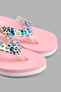 Redtag-Pale-Pink-Leopard-Print-Flip-Flop-Flip-Flops-Senior-Girls-5 to 14 Years