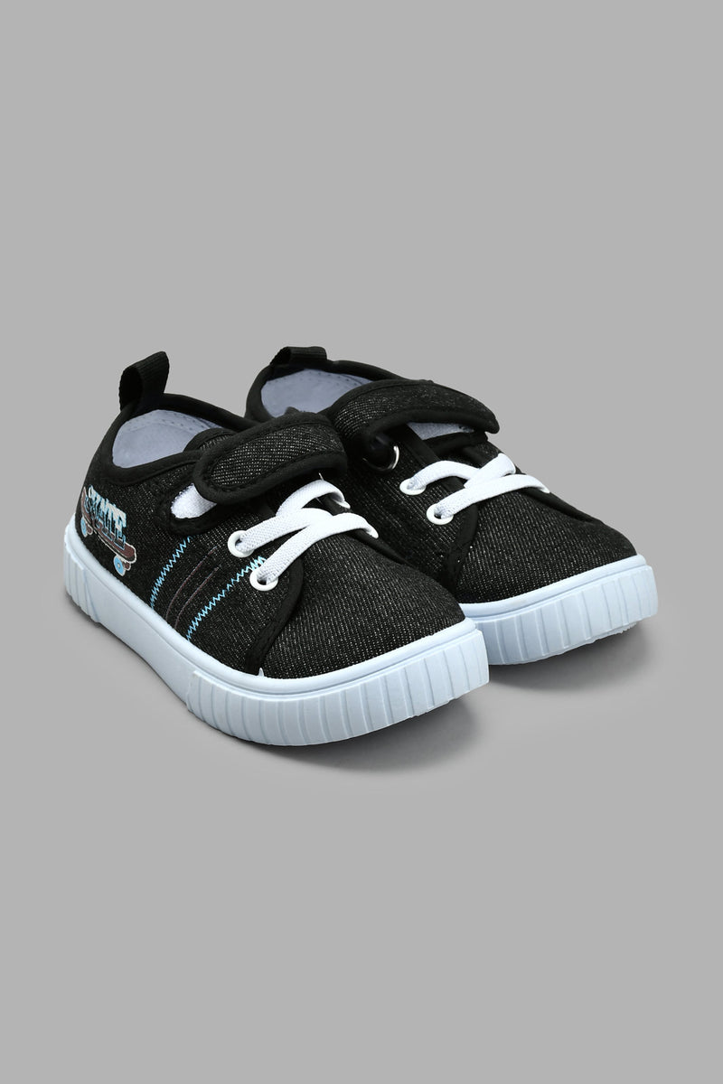 Redtag-Black-Velcro-Strap-Pump-Colour:Black,-Filter:Boys-Footwear-(1-to-3-Yrs),-INB-Trainers,-New-In,-New-In-INB-FOO,-Non-Sale,-S22A,-Section:Kidswear-Infant-Boys-1 to 3 Years