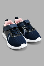 Load image into Gallery viewer, Redtag-Navy-Glitter-Trim-Trainer-Colour:Navy,-Filter:Girls-Footwear-(3-to-5-Yrs),-GIR-Trainers,-New-In,-New-In-GIR-FOO,-Non-Sale,-S22A,-Section:Kidswear-Girls-3 to 5 Years
