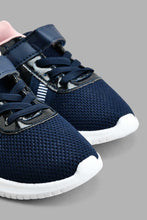 Load image into Gallery viewer, Redtag-Navy-Glitter-Trim-Trainer-Colour:Navy,-Filter:Girls-Footwear-(3-to-5-Yrs),-GIR-Trainers,-New-In,-New-In-GIR-FOO,-Non-Sale,-S22A,-Section:Kidswear-Girls-3 to 5 Years
