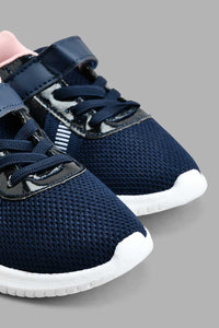 Redtag-Navy-Glitter-Trim-Trainer-Colour:Navy,-Filter:Girls-Footwear-(3-to-5-Yrs),-GIR-Trainers,-New-In,-New-In-GIR-FOO,-Non-Sale,-S22A,-Section:Kidswear-Girls-3 to 5 Years