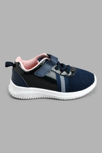 Load image into Gallery viewer, Redtag-Navy-Glitter-Trim-Trainer-Colour:Navy,-Filter:Girls-Footwear-(3-to-5-Yrs),-GIR-Trainers,-New-In,-New-In-GIR-FOO,-Non-Sale,-S22A,-Section:Kidswear-Girls-3 to 5 Years
