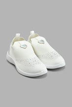 Load image into Gallery viewer, Redtag-White-Diamante-Slip-On-Trainer-Colour:White,-Filter:Girls-Footwear-(3-to-5-Yrs),-GIR-Trainers,-New-In,-New-In-GIR-FOO,-Non-Sale,-S22A,-Section:Kidswear-Girls-3 to 5 Years
